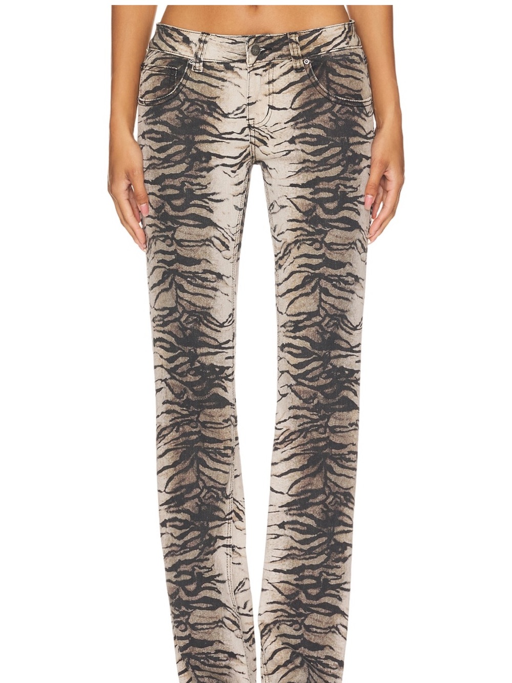 Jaded London Beige and Black Tiger-Print Women’s Jeans